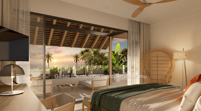 Villa pieds dans l'eau à Wolmar – Face au Morne, vue mer & coucher de soleil – Île Maurice
