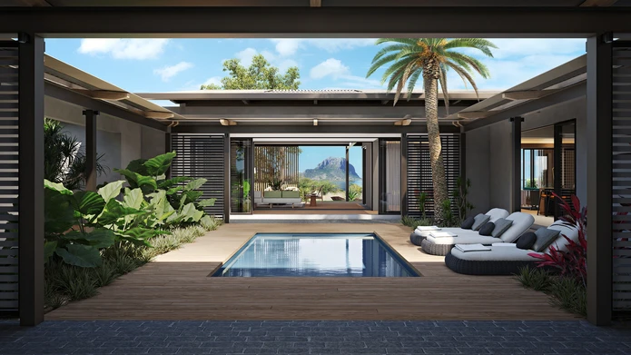 Harmonie-S-05: modern villa with private pool and sea view on the west coast of Mauritius