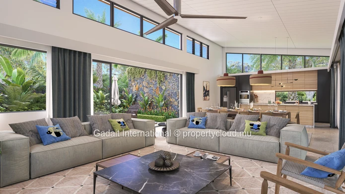 Contemporary villa with spectacular ocean views and infinity pool in Tamarin
